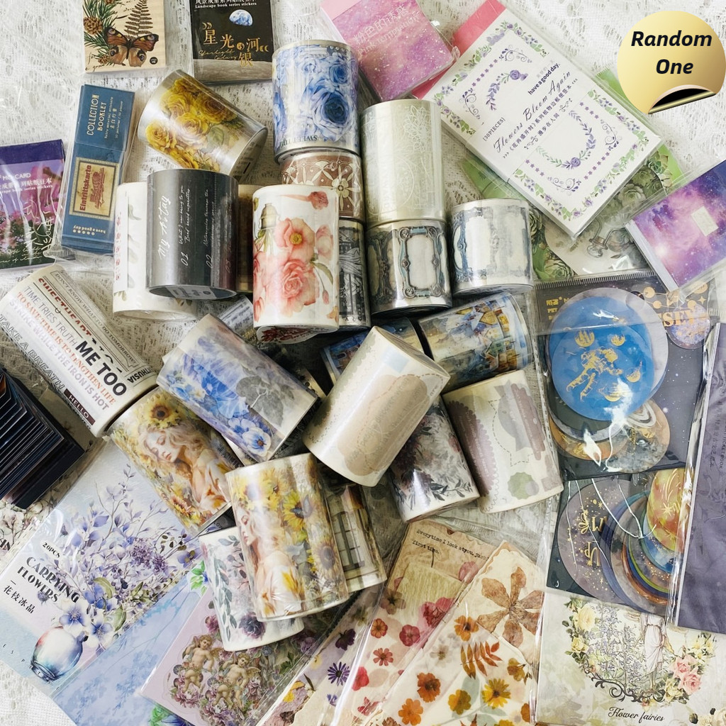 Aleatório Um Scrapbook Suprimentos Adesivos De Papel PET Fitas Para Scrapbooking Diários Planejadores E Enfeites De Mate em Oferta na Shopee