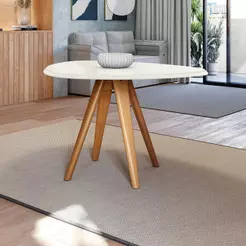 Mesa de Jantar Kappesberg em Madeira Maciça com Tampo de Vidro Off White 135cm