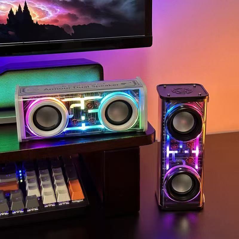 Caixa de Som Bluetooth Alto-Falante Duplo e Subwoofer Tech Luz Super Potente Tws Sem Fio V8 - Miniatura 3