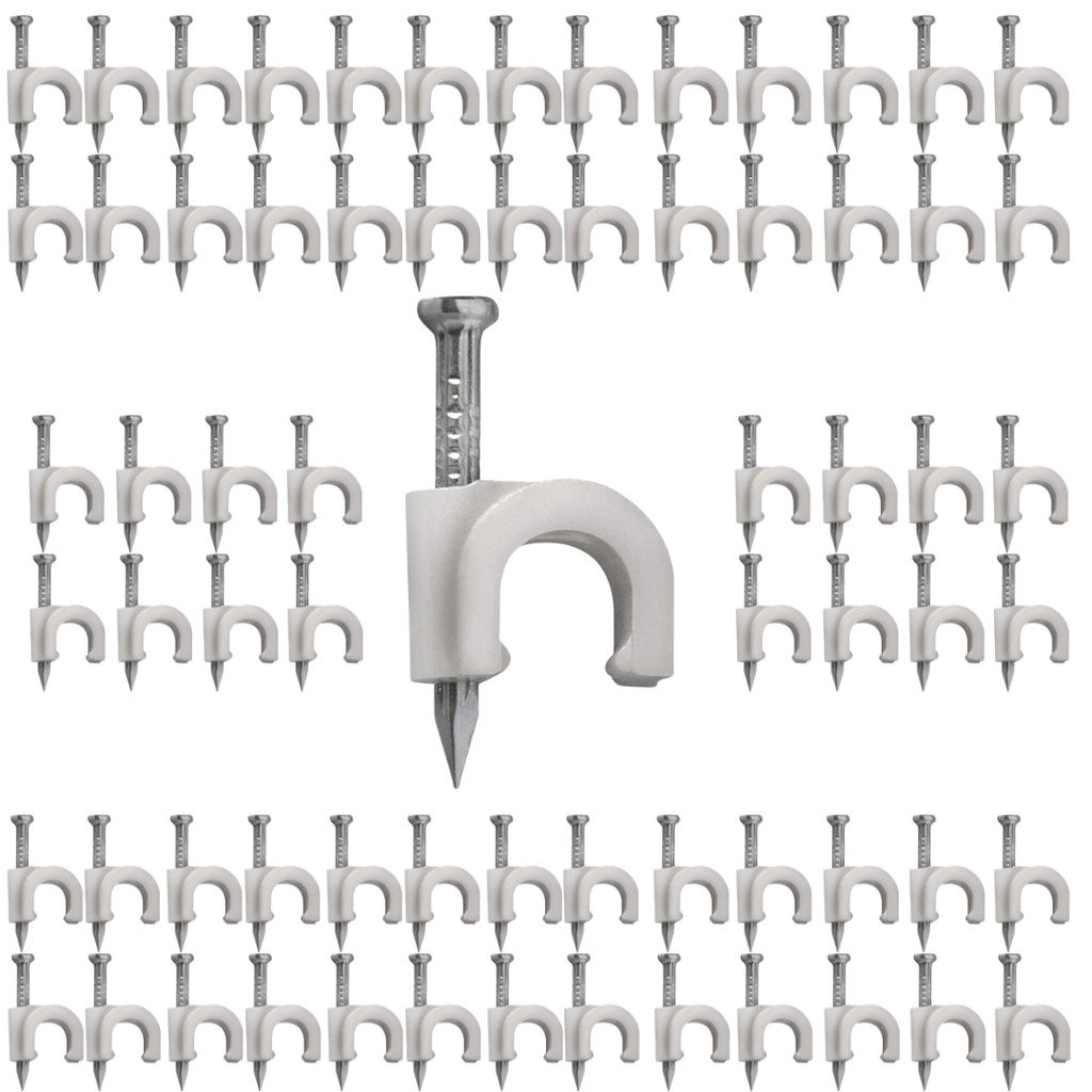 KIT 100 GRAMPO MIGUELAO FIXA FIO CABO COAXIAL 10MM BRANCO PREGO DE ACO 22MM em Oferta na Shopee