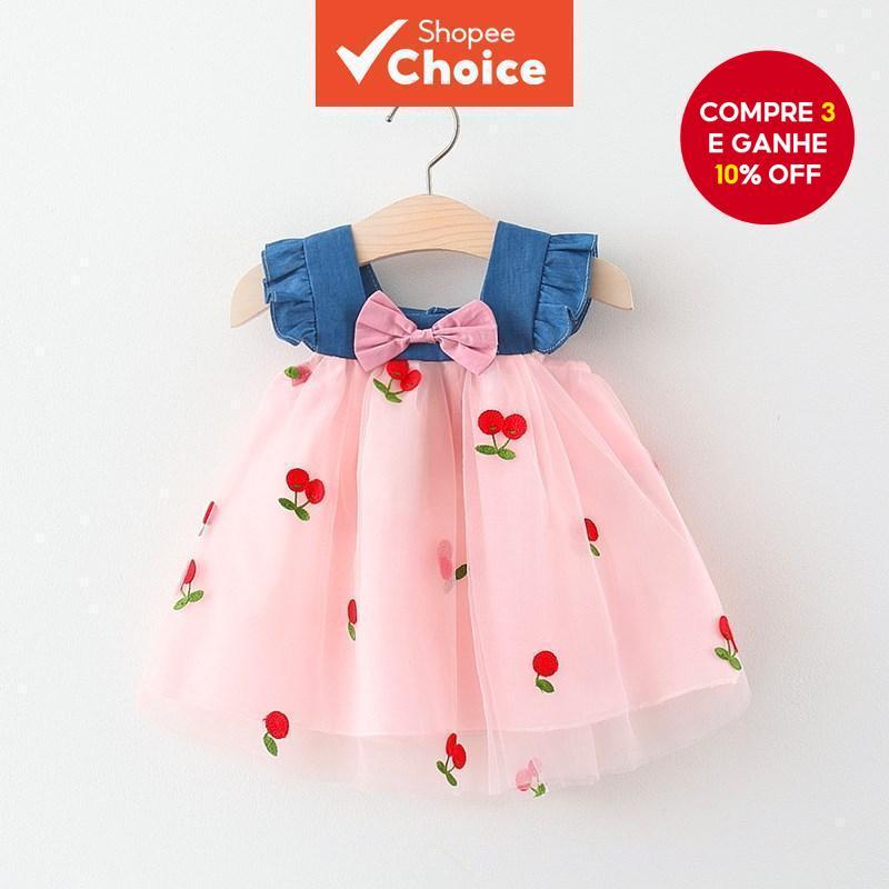 Vestido De Bebê Verão Malha De Ganga Estilo Coreano Para Bordado De Menina Princesa