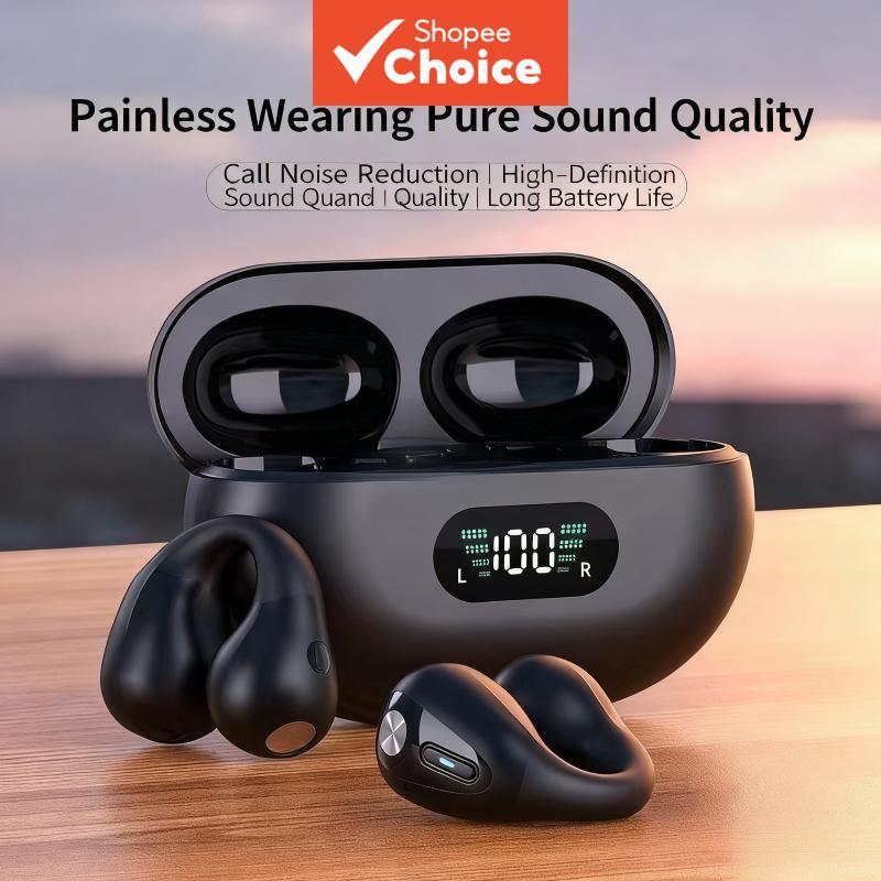 X22 Fones de Ouvido Bluetooth Sem Fio com Clipe de Orelha, Condução Aérea, Bateria de Longa Duração, Sem Visor