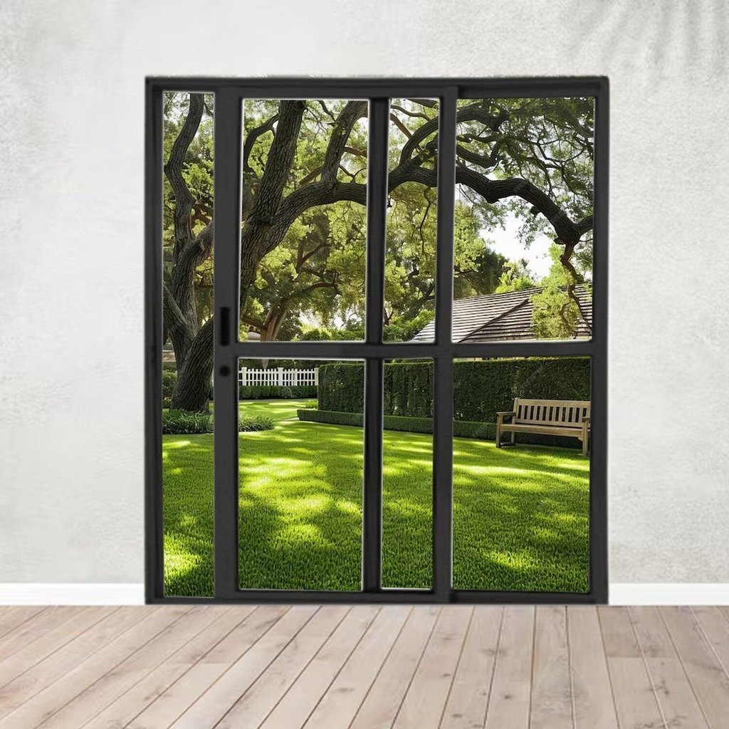 Porta Sacada de Alumínio 2 Folhas 210 x 120cm com Fechadura Linha 25 Preto Esquadrias Bergamo 120