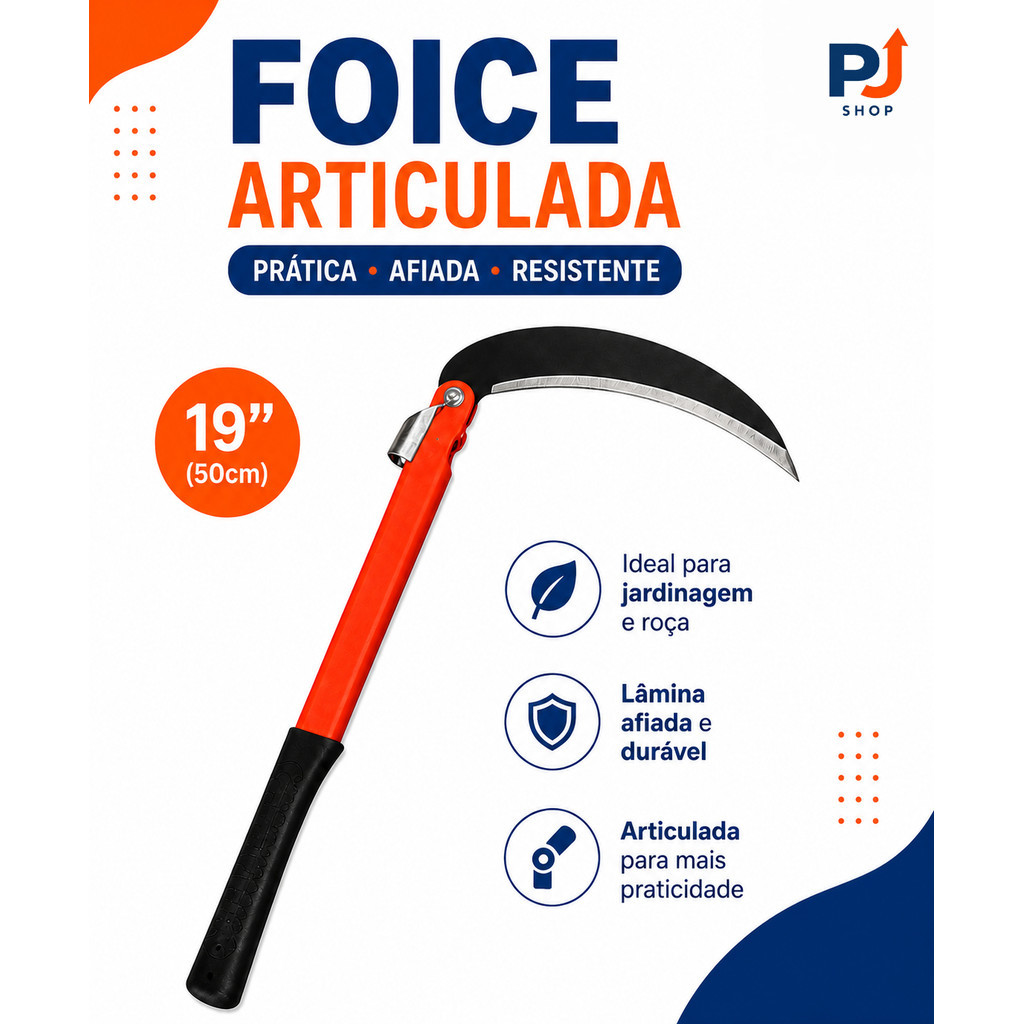 Foice Roçadeira Penado para Jardim Terreno Multifuncional Dobrável 50cm Resistente
