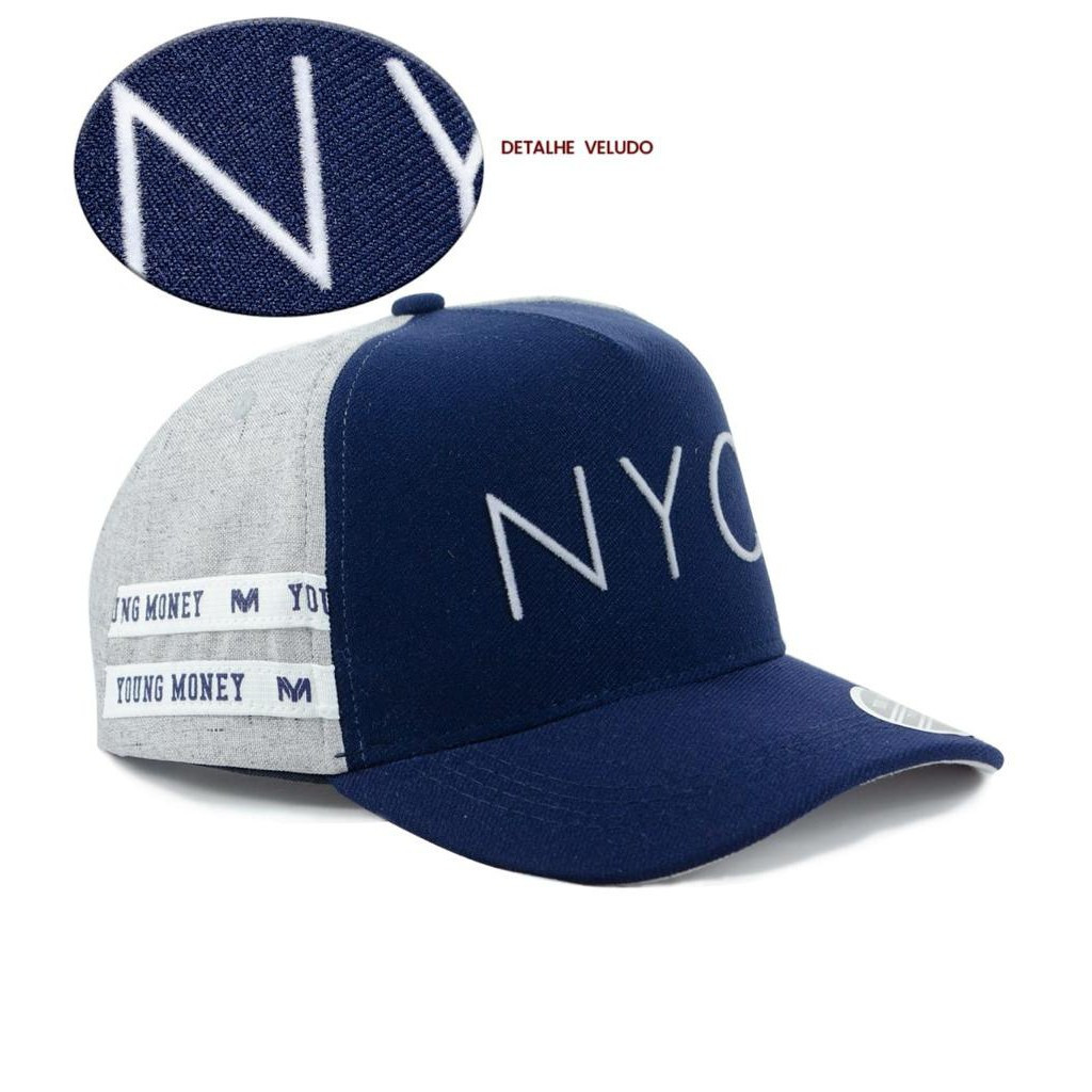 Boné NYC Aba Curva Young Money Snapback Marinho