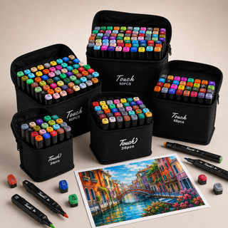 Kit Canetas Touch Marker Secagem Rápida Ponta Dupla Para Estudo Pintura e Arquitetura