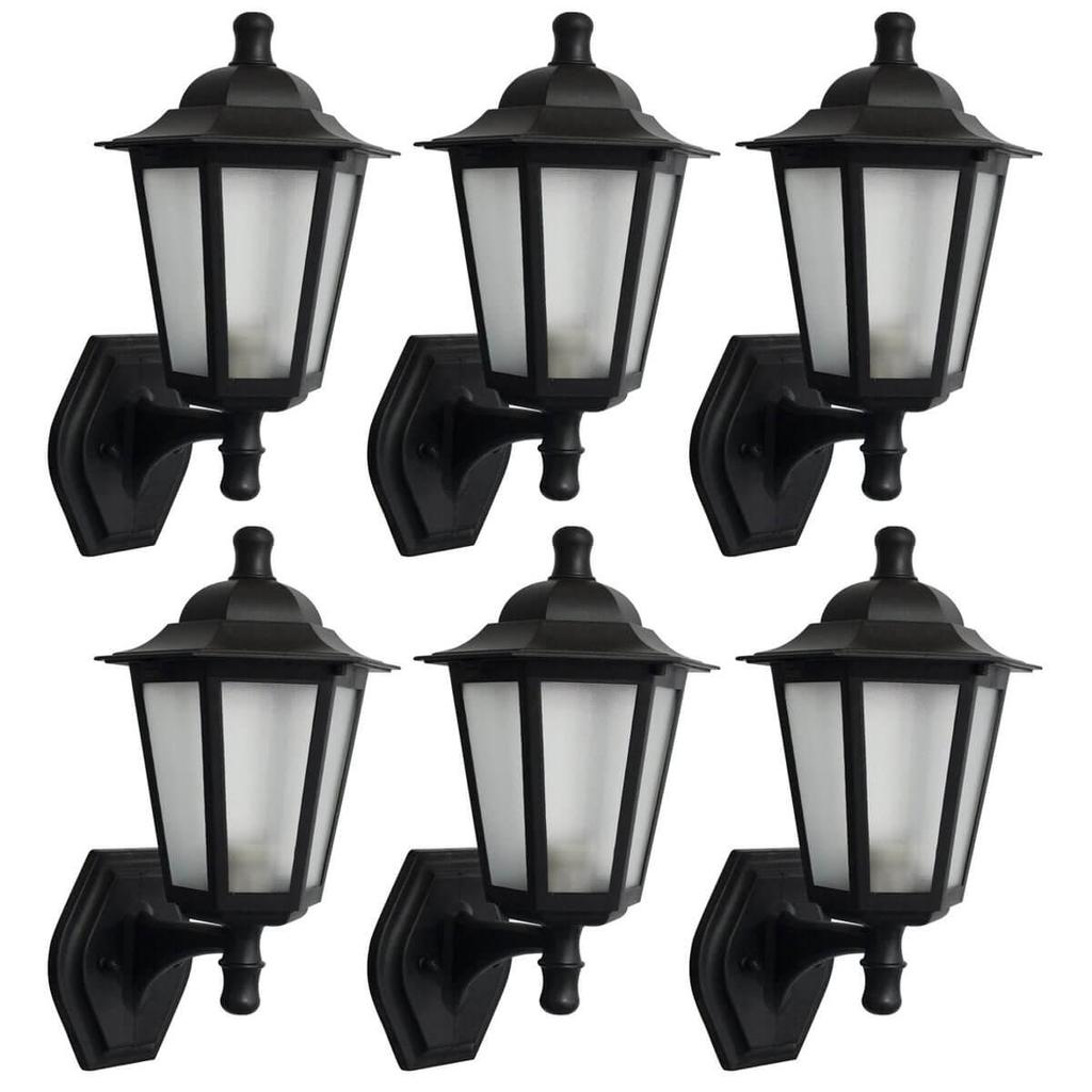Kit 6 Arandelas Coloniais de Parede Luminária Externa Grega Preta Jardim Fachada