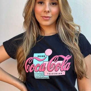 Camiseta Feminina Estampada  Coca Cola T-Shirt 100% Algodão Blusa Feminina Tendência