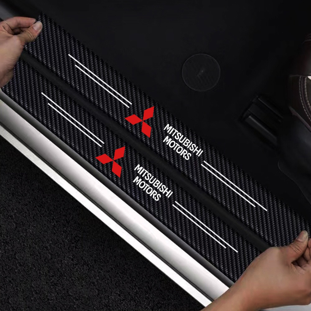 Protetor de Soleira de Porta de Carro em Fibra de Carbono, Adesivo Impermeável para Mitsubishi Mirage Lancer Ex Evo ASX