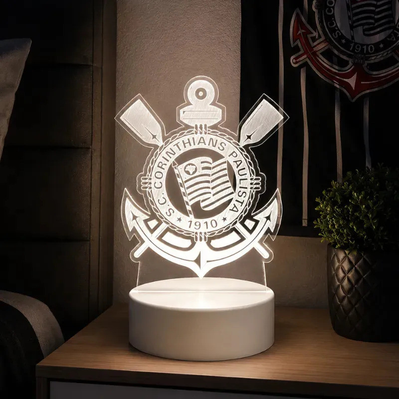 Abajour Luminária Decorativa Led Corinthians Timão Gaviões Da Fiel Pavilhão 9 Camisa 12
