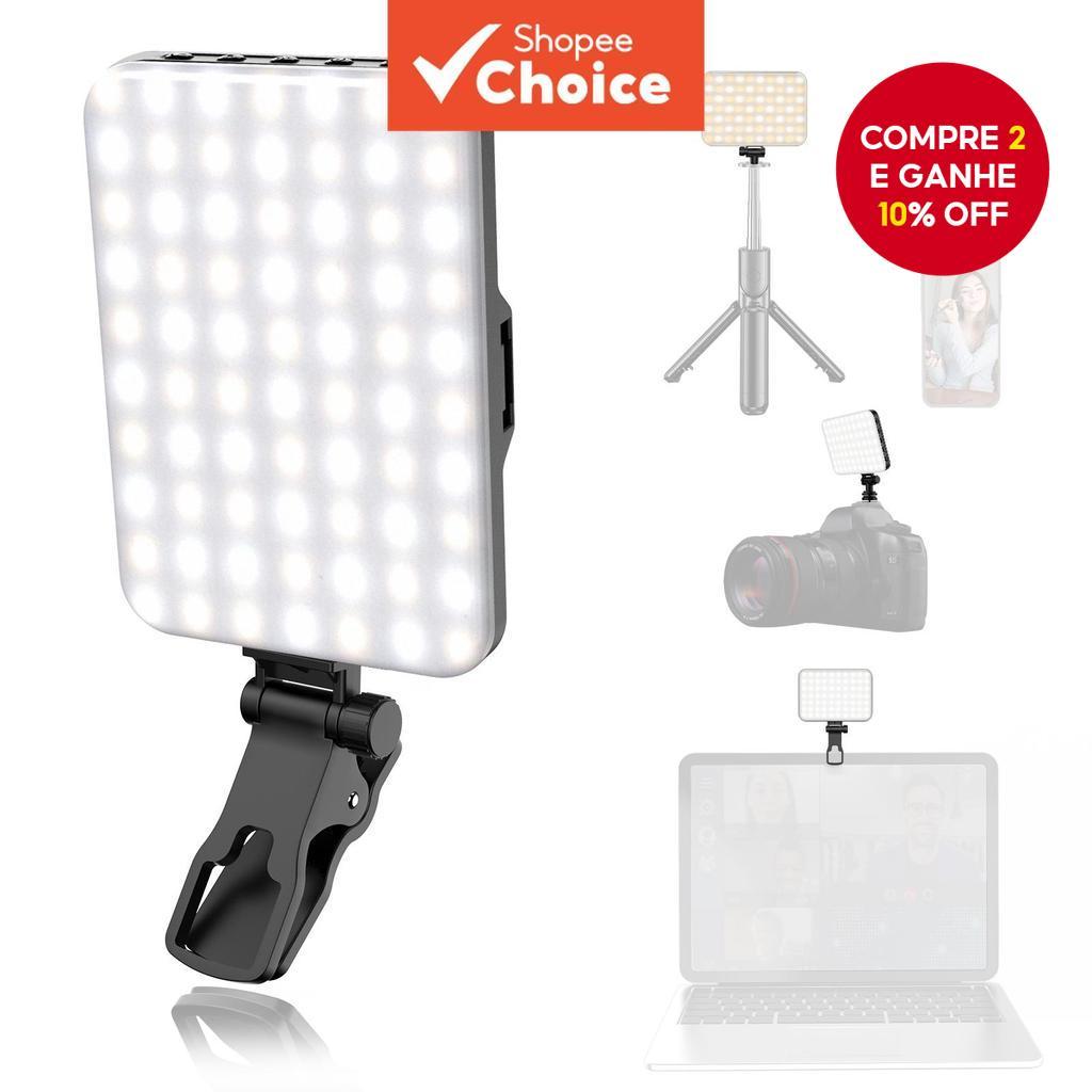 Clipe Portátil De Luz Selfie De 60 LED Para De Preenchimento De Telefone Recarregável 2200mAh Clip on Light , CRI 97 + ,