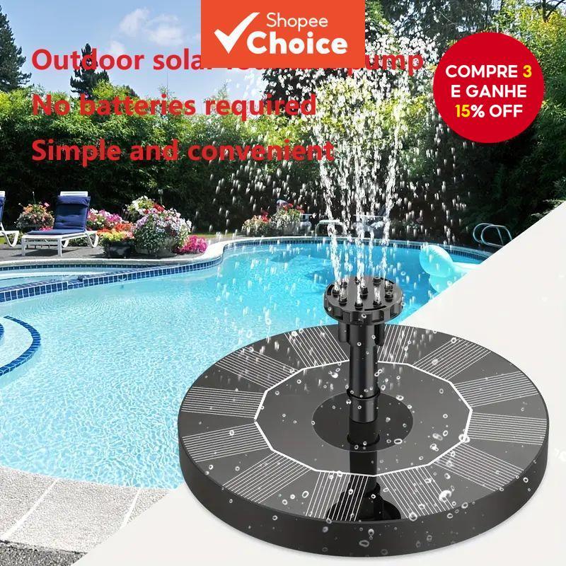 Bomba De Fonte Flutuante Solar Ao Ar Livre , Luz Sem Bateria , Alimentada Para Cenas De Lago De Jardim , Diâmetro 13cm , em Oferta na Shopee
