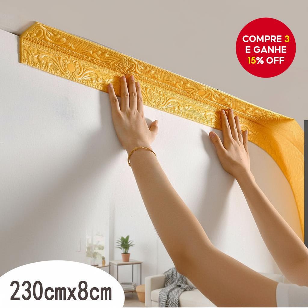 Adesivo de Roda de Teto de Espuma 3D Autoadesivo Impermeável 230cmX8cm Decoração de Casa Moderno Estiloso em Oferta na Shopee