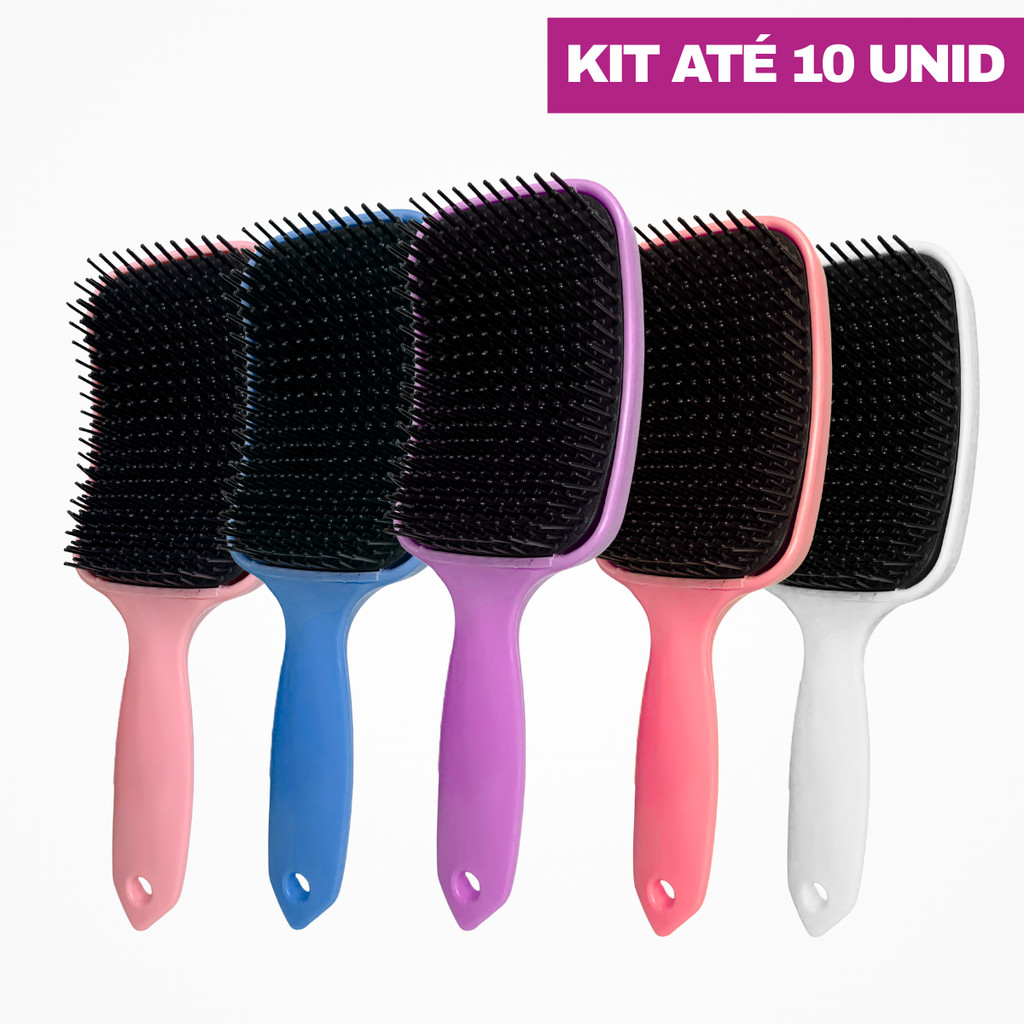 Kit 1/2/3/4/5/10 Escova Raquete Flex Anti Frizz Para Desembaraçar Cabelos Curvada Com Alta Qualidade
