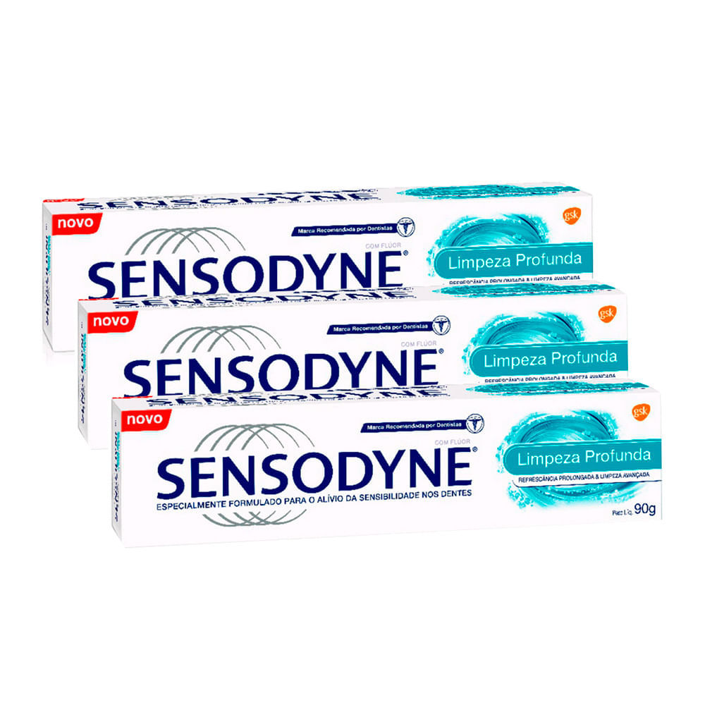 Kit 3 Gel Dental Sensodyne Limpeza Profunda 90g em Oferta na Shopee