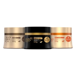 Kit Cronograma Capilar Haskell para Cabelos Frágeis – Hidratação, Nutrição e Reconstrução | 3 Máscaras de 300g