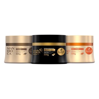 Kit Cronograma Capilar Haskell para Cabelos Frágeis – Hidratação, Nutrição e Reconstrução | 3 Máscaras de 300g em Oferta na Shopee