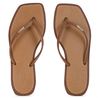 Chinelo Brizza Arezzo Bico Quadrado Marrom Cacau - Feminino em Oferta na Shopee