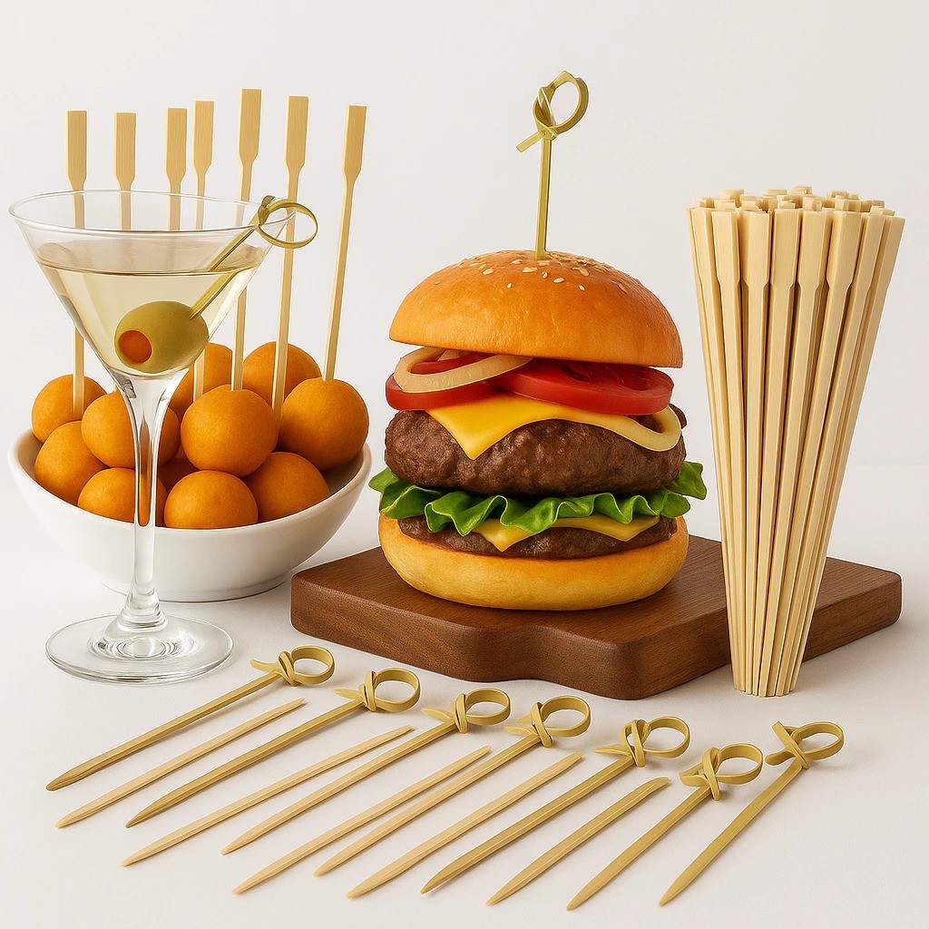 Palitos de Bambu Aperitivo Espeto Golf 15 cm Buffet Eventos Catering Lanche Hamburger em Oferta na Shopee