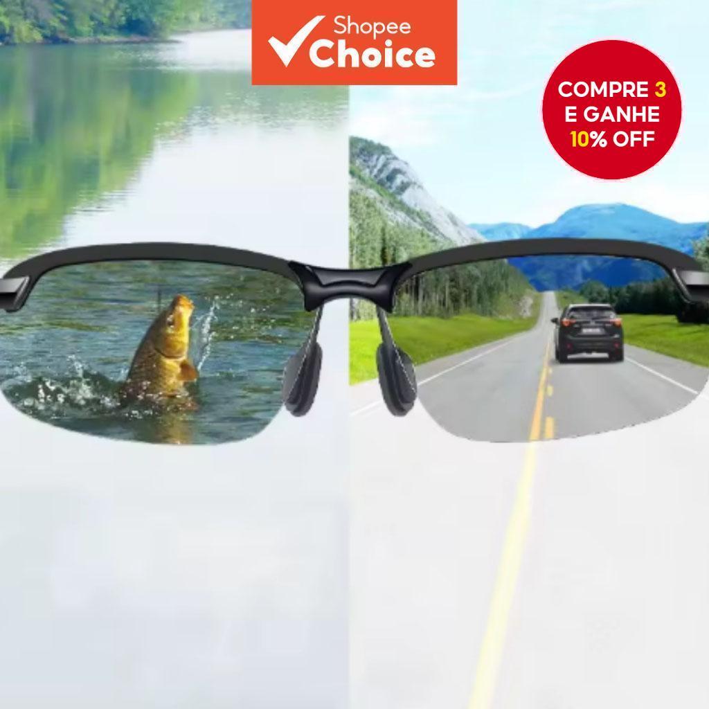 Óculos de sol polarizados fotochromáticos UV400 para homens - ideais para pesca noturna e direção. em Oferta na Shopee