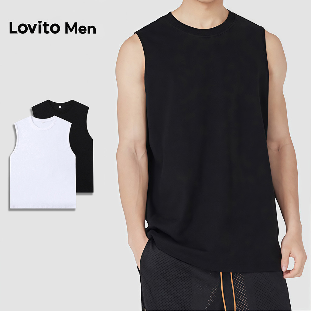 Lovito Regata Casual Macia e Confortável Regata Branca para Homens Primavera/Verão LNE127036 em Oferta na Shopee