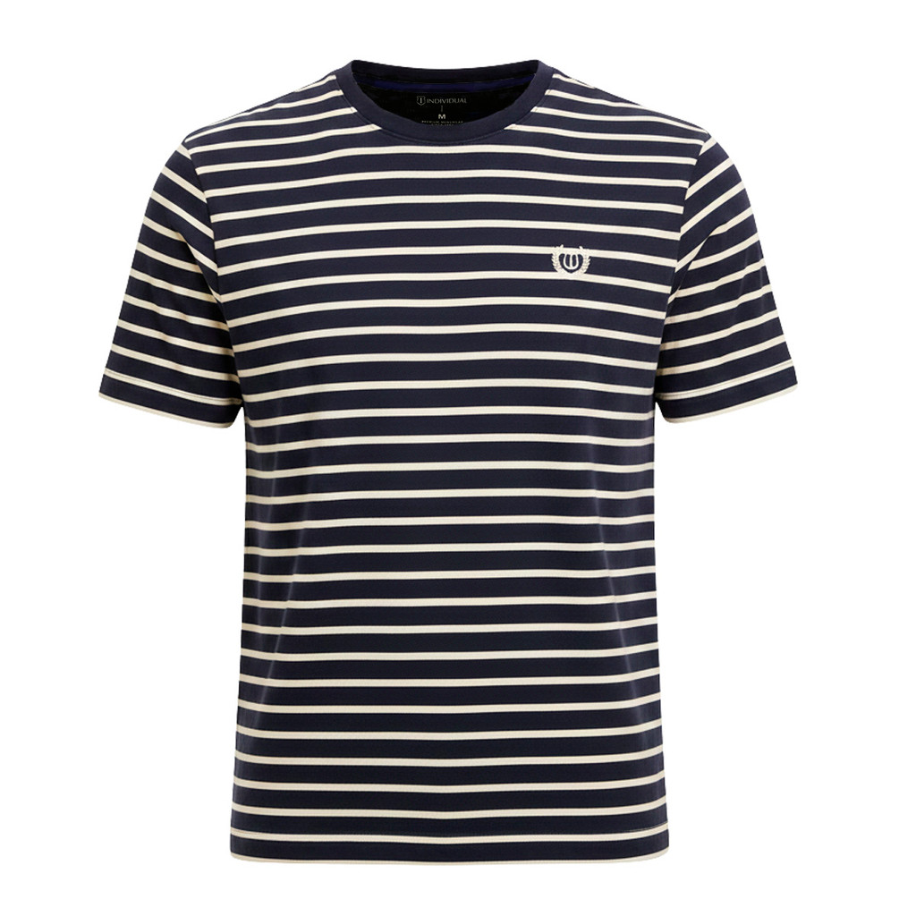 Camiseta Individual Azul Marinho Comfort Fit Listrado