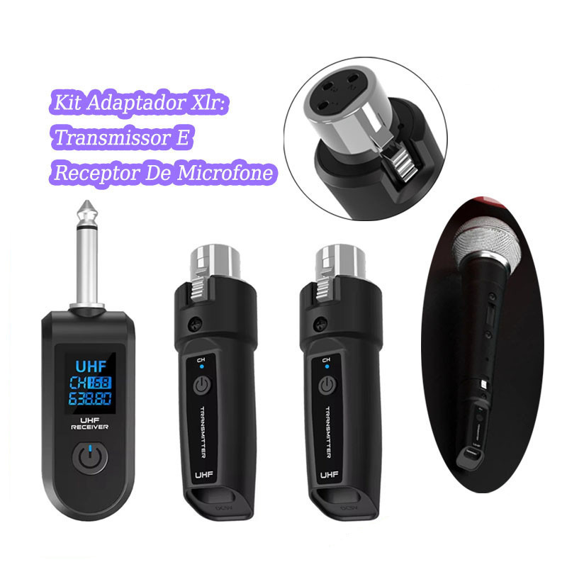 Kit Adaptador Xlr: Transmissor E Receptor De Microfone Receptor Para Mixer Dinâmico PA Instrumentos