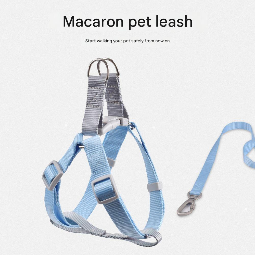 Novo Conjunto De Arnês E Trela Para Animais De Estimação Pastel-Equipamento De Caminhada Cães Ajustável , Respirável , A
