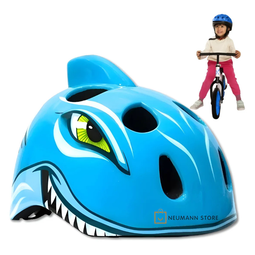 Capacete Infantil Absolute Kids Tubarão Azul Tamanho G Bicicleta Patins Skate