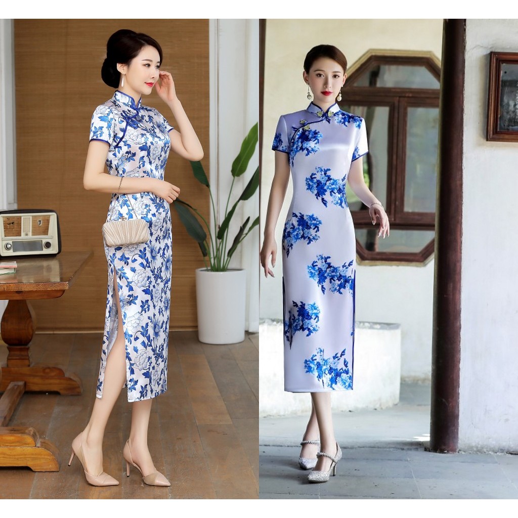 Mãe usar cheongsam vestido nobre estilo ocidental 2020 novo estilo largo senhora vestido de meia-idade feminino vestido