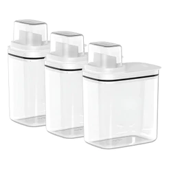 Kit Lavanderia 3 Dispenser para Sabão Líquido ou em Pó 1,5L Branco - OU