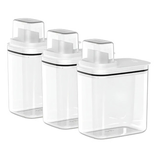 Kit Lavanderia 3 Dispenser para Sabão Líquido ou em Pó 1,5L Branco - OU