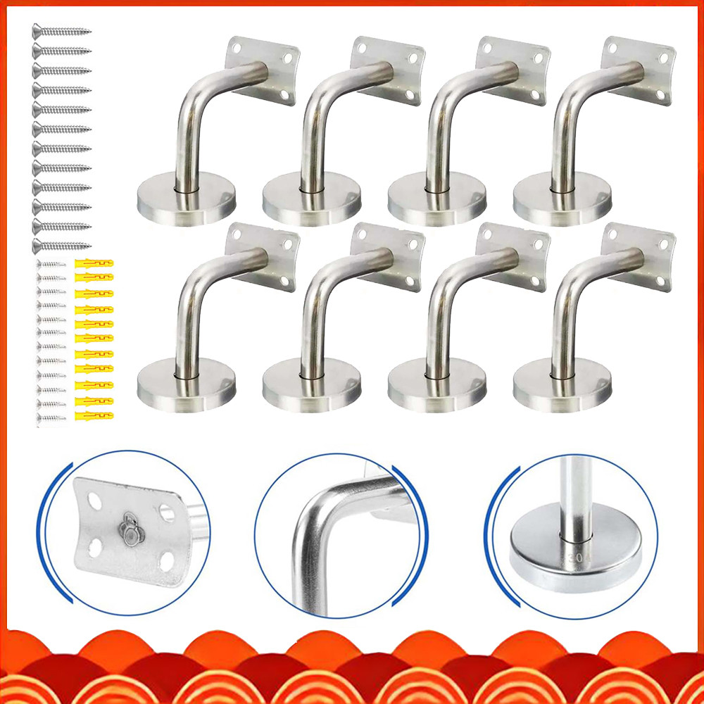 8u. Suporte para corrimão de escada de 6 x 6 cm para tubo curvo