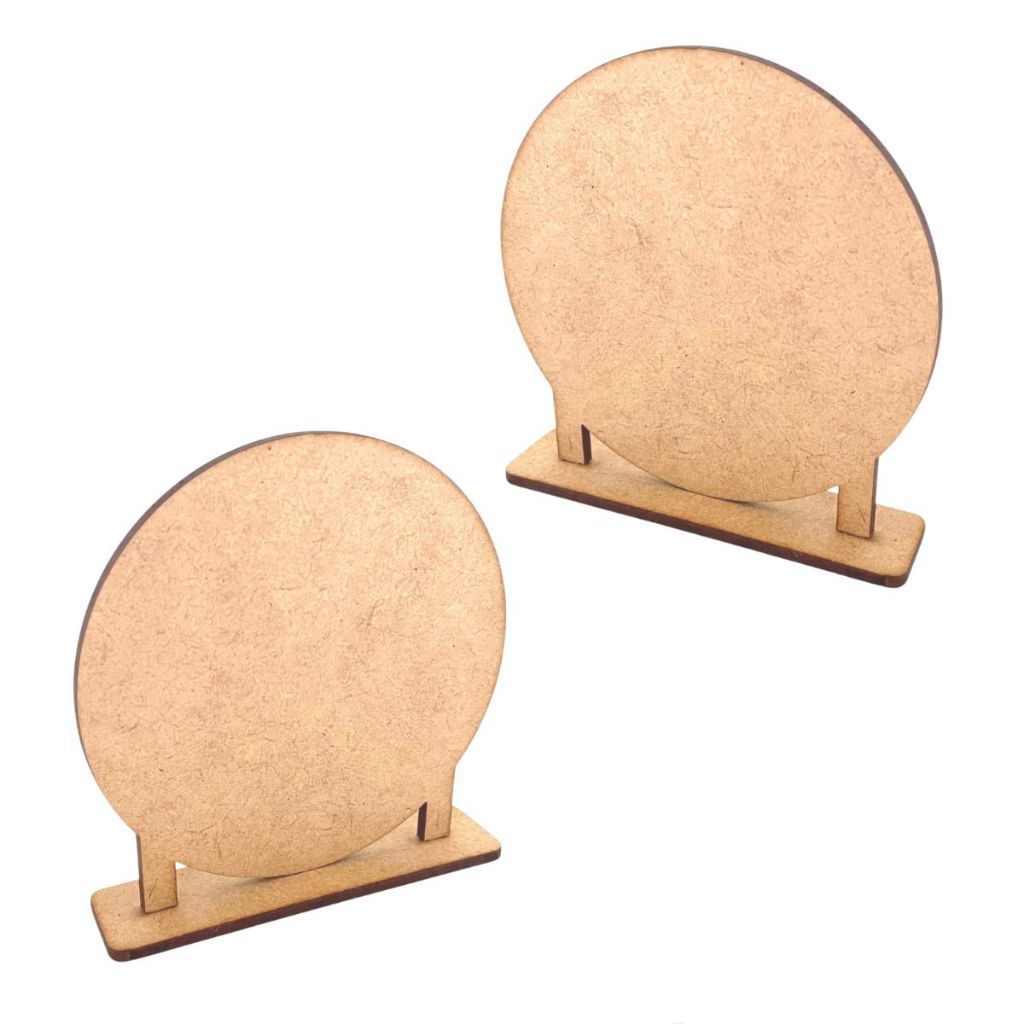 KIT COM 100 Mini Disco Redondo em MDF Laminado 10cm com Base | Suporte Decorativo Personalizável