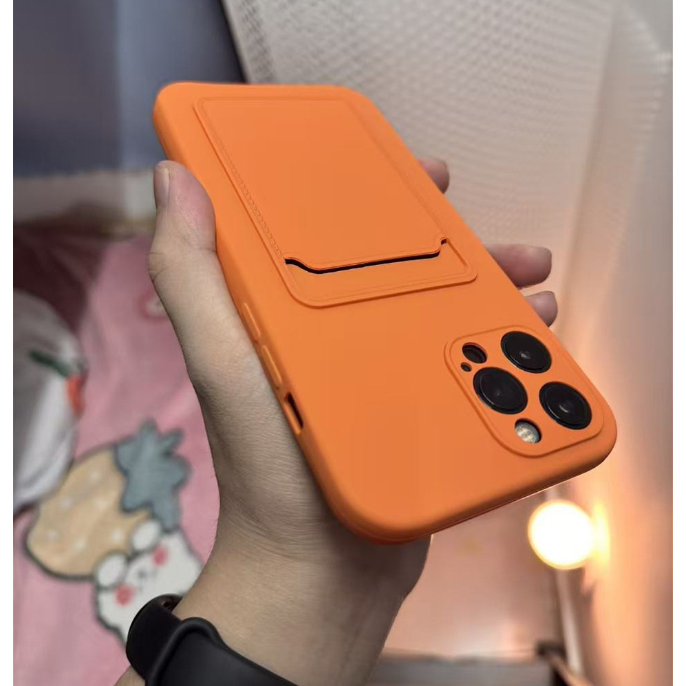 Capa De Telefone De Silicone Com Suporte De Cartão De Cor Doce Para iPhone 17 Pro Max 16 15 14 13 11 12 14 15 16 Plus 17