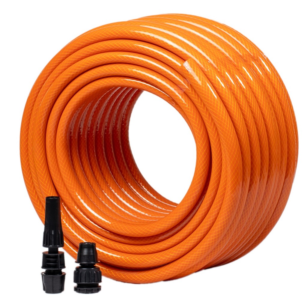 Kit Mangueira Trançada Laranja Famastil 10M Com Esguicho e Conexão