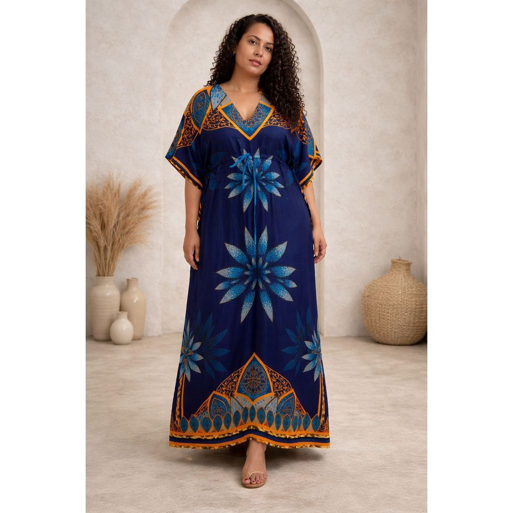 Vestido Kaftan Longo Estampado Feminino Premium