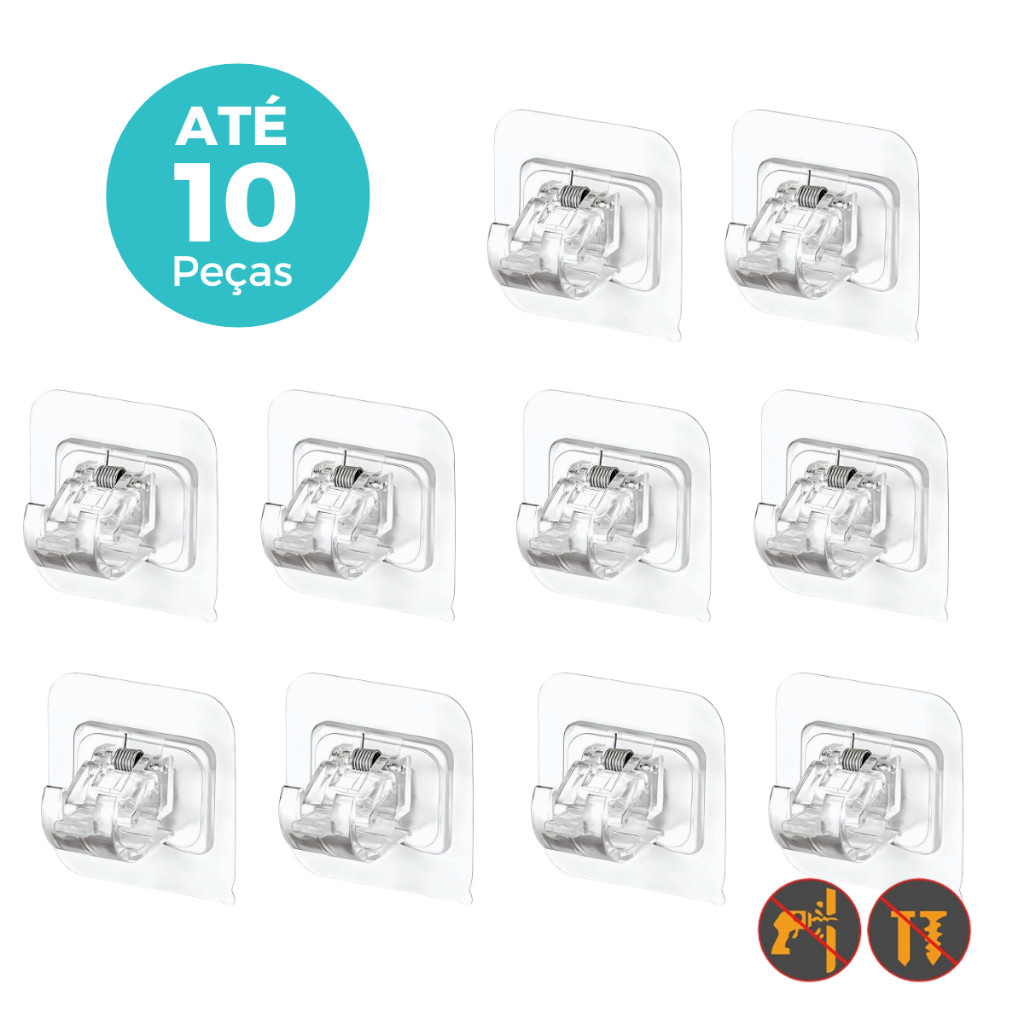 Suporte Para Barra de Cortina Adesivo Kit 2/4/6/8 Ajuste Fácil e Instalação Sem Pregos Sem Furo