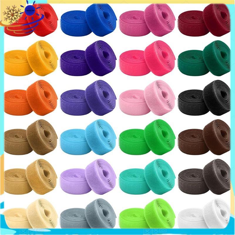 [Le's Shop] 24 Cores Costuradas Em Fita De Gancho E Laço Prendedores De Costura De Interligada 48 Jardas Fixadores DIY