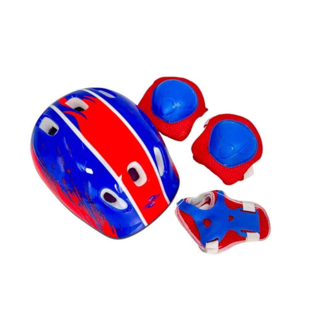 Kit Proteção Menino Patins Skate Bicicleta Patinete Azul e Vermelho Unitoys - 3742