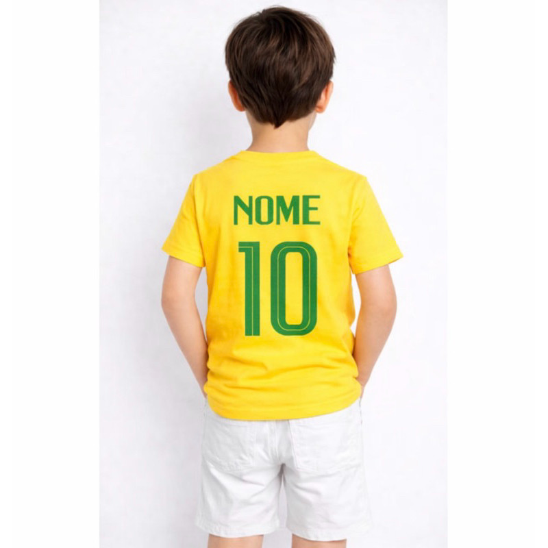 Camiseta Infantil Estampa Personalizada Blusa Do Brasil Com Nome