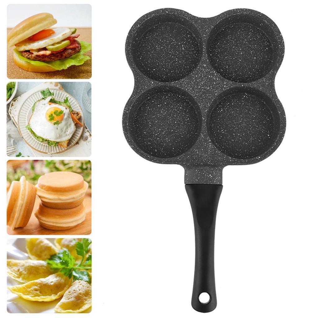magicstore Zerodis Antiaderente Frigideira De Alumínio 4 Buracos Panqueca Omelete Ovos Pote Café Da Manhã Utensílio Cozi