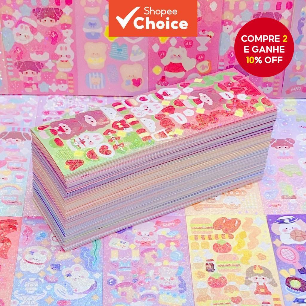 50/100/200pcs Conjunto De Adesivos Brilhantes De Desenho Animado Kawaii-Decoração DIY Para Papelaria E Cadernos De Estud