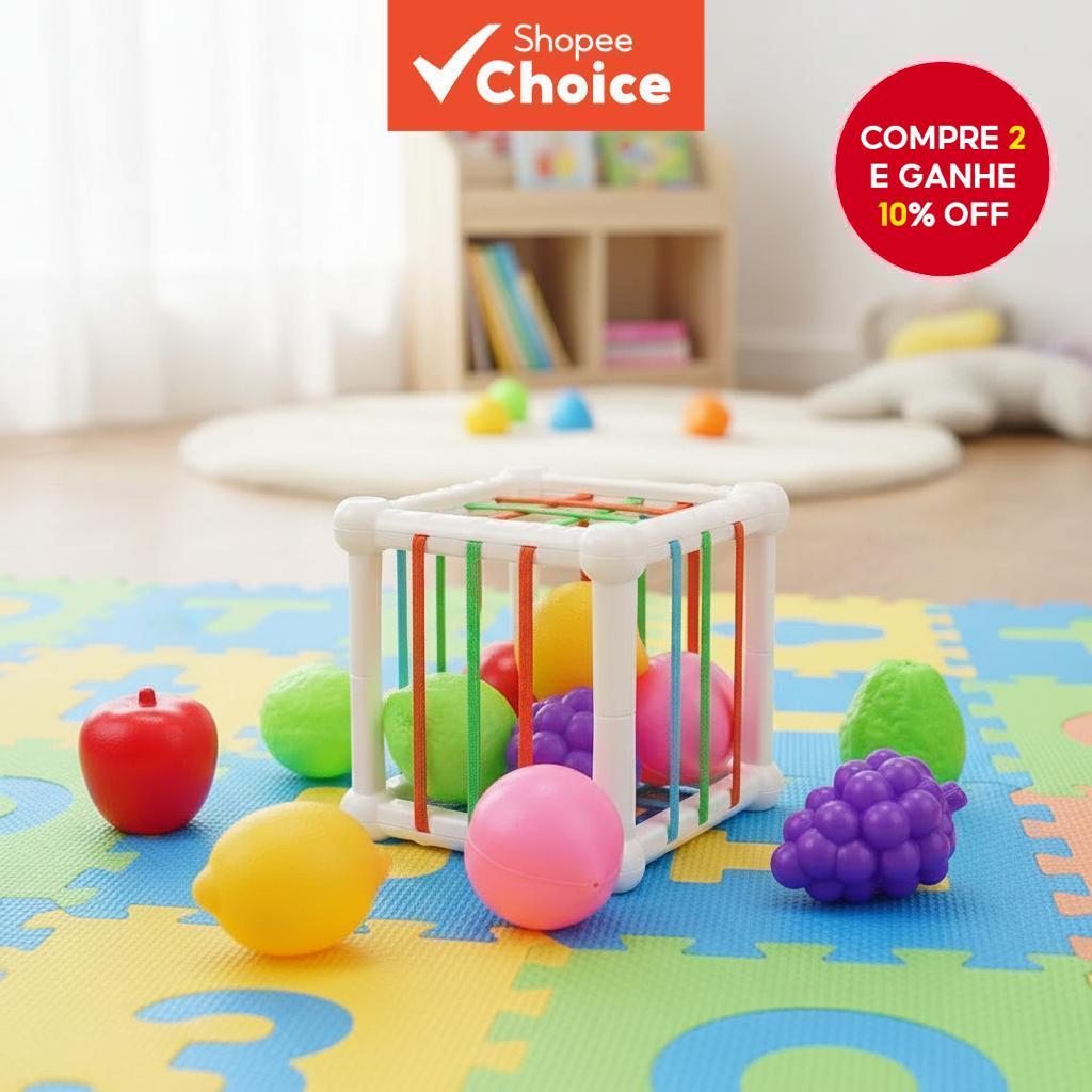 Brinquedo Sensorial Montessori para Bebê: Cubo de Formas e Brinquedos de Frutas para Crianças no Natal