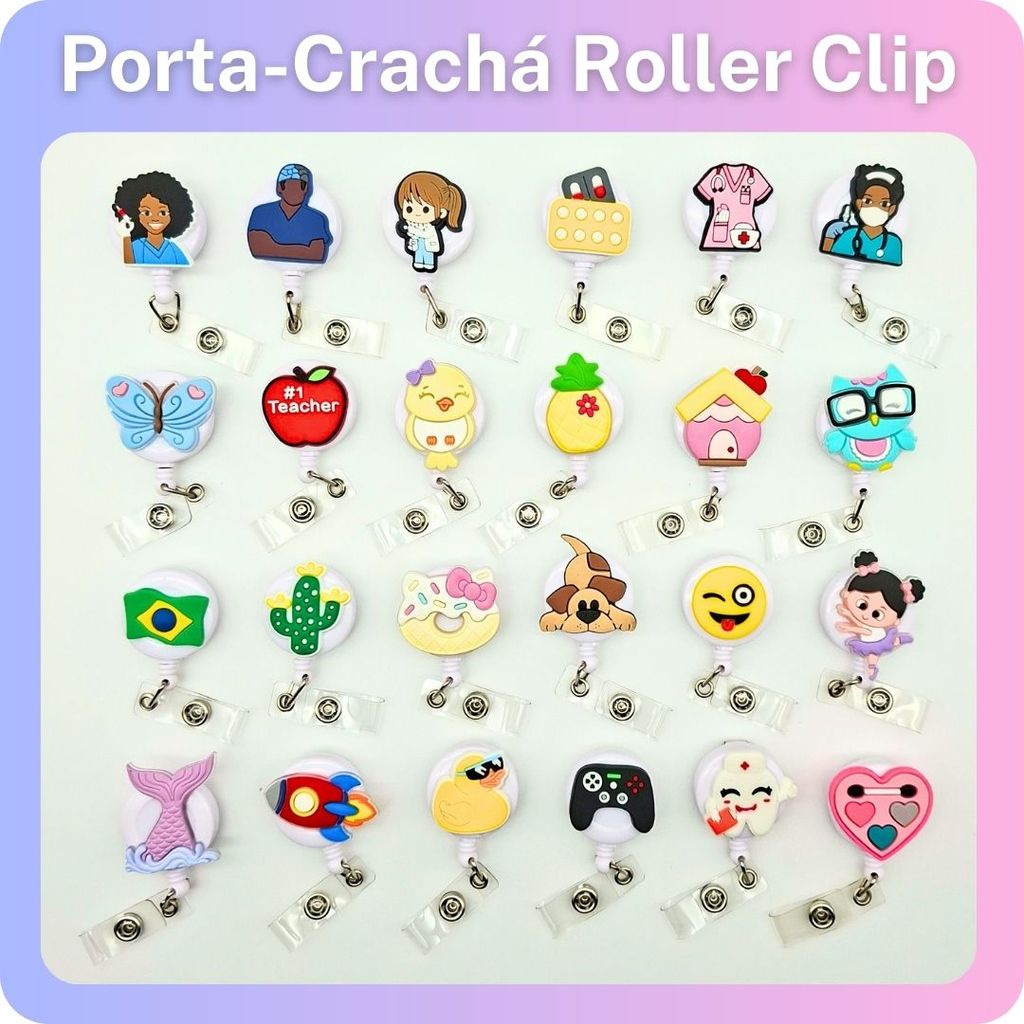 Porta-Crachá Retrátil Roller Clip Divertido em Oferta na Shopee