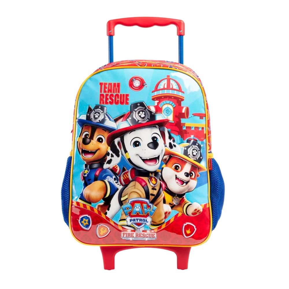 Mochila Escolar Infantil de Rodinhas Patrulha Canina Fire Rescue Original Xeryus