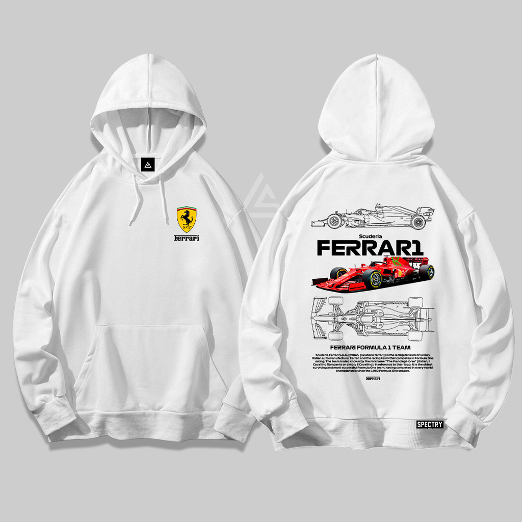 Blusa Moletom F1 Ferrari Unissex com Estampa StreetWear e Bolso Canguru Estilo Automotivo