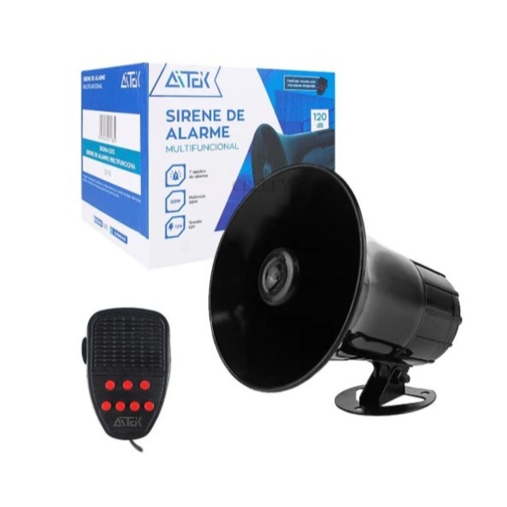 Alarme Sirene Megafone 7 Tons 120db 12v Carro Moto Escola