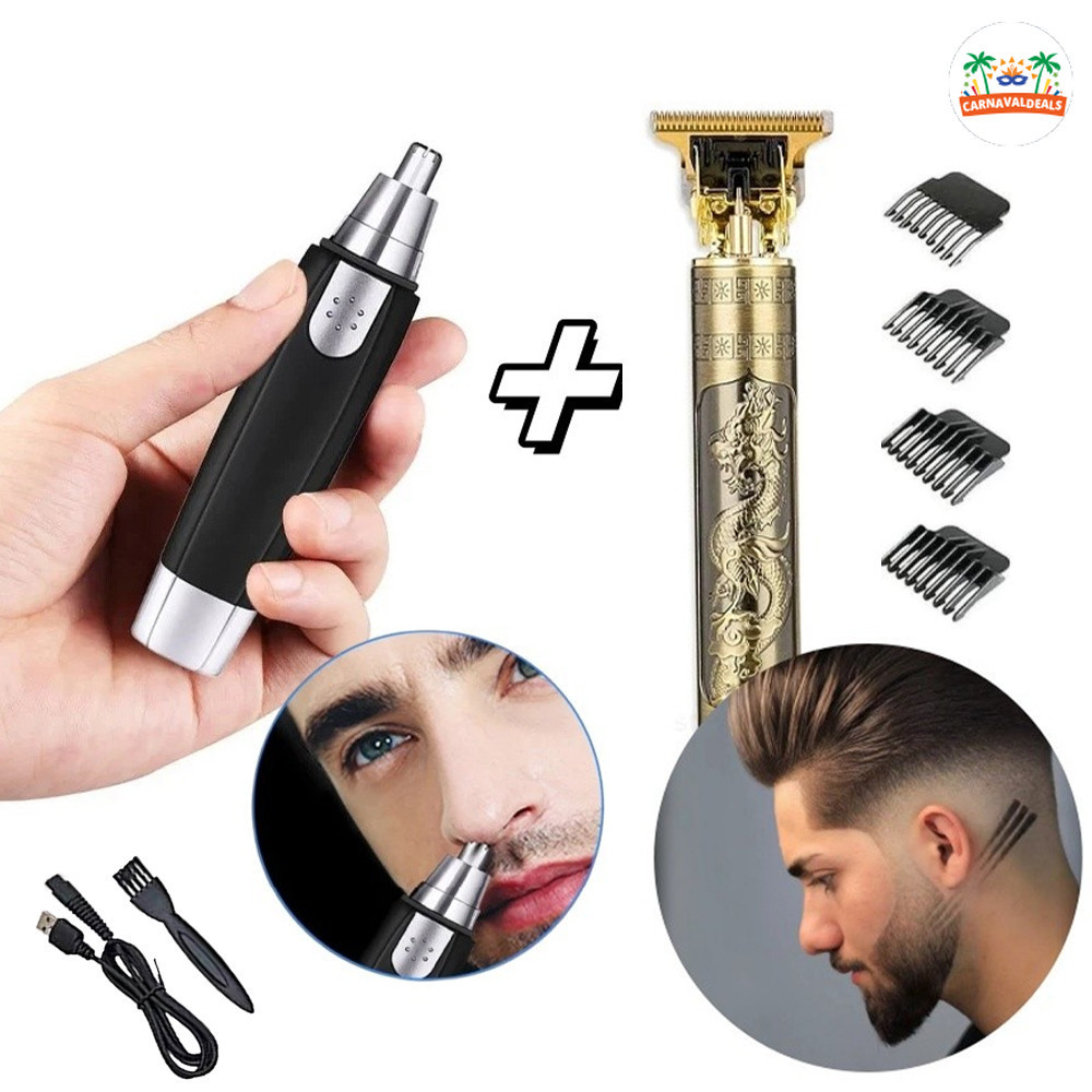 Kit cuidados masculinos - Barbeador e aparador de pelos Maquina cortar cabelo dragão