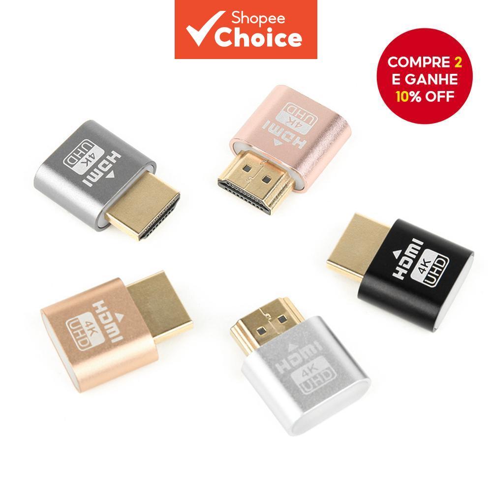 Adaptador Virtual HDMI 4K Display Dummy Plug Cabeça Fantasma Emulador para Placa de Vídeo Lock em Oferta na Shopee